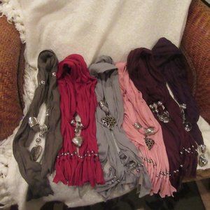 Lot of 8 Jeweled Scarf necklaces